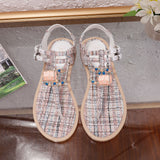 S-shoe Women's sandals Flat Thong Sandals Beach Bohemia Shoes Ankle Buckle for Women