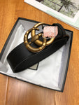 A-accessories GUCCI 3.8cm Men's Casual Leather Belt Trinity Style for Jeans Khakis Dress Leather Strap Silver Prong Buckle Belt