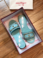 S-shoe S.a.l.v.a.t..o.r.e F.e.r.r.a.g.a.m.o Women's Wide Width Slide Sandals Slip On Flat Cross Strap Casual Summer Shoes