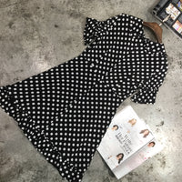 D-clothing Dior Dresses for Women V Neck Ruffle Polka Dot Loose Swing Casual Short T-Shirt Dress