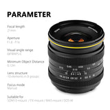 E-Electronic KAMLAN New Product KL21MM F1.8 Wide-angle Fixed Focus APS-C Frame Mirrorless lens Portable Waterproof Mirrorless Camera Manual Fix Focus Prime Lens for Canon EOS-M for Sony E for Fuji FX/ M4/3