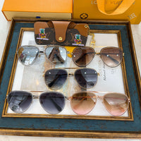 S-sunglasses Louis Vuitton High Qulity women's Round Metal Sunglasses Shades For Z1618E Female Ladies Brown Eyewear Women's Polarized Square Sunglasses Oversized Black Shades Flat Lens Male Female Fashion Driving Glasses