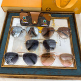 S-sunglasses Louis Vuitton High Qulity women's Round Metal Sunglasses Shades For Z1618E Female Ladies Brown Eyewear Women's Polarized Square Sunglasses Oversized Black Shades Flat Lens Male Female Fashion Driving Glasses