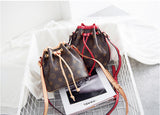 L-package 18-12-18cm Drawstring Bucket Bag for Women Cowhide Leather Crossbody Purse Shoulder Bag