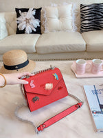 M-Handbag Prada 22-18cm Glossy Envelope Evening Clutch Faux Patent Leather Women Chain Shoulder Bag Solid Color Purse