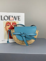 H-bag Loewe Gate Mini Bag Light Blue/Natural Women Gate Saddle Shaped Crossbody Bag Shoulder Purse