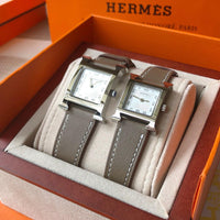 W-watch h.e.r.m.e.s Heure H watch, 21 x 21 mm Yellow-gold plated steel watch with sunburst stamped motif