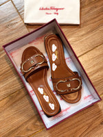 S-shoe S.a.l.v.a.t..o.r.e F.e.r.r.a.g.a.m.o Women's Wide Width Slide Sandals Slip On Flat Cross Strap Casual Summer Shoes