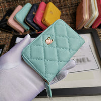A-accessories NO.69271 7.5-11.5-2.5cm Small Wallet for Women PU Leather Leaf Pendant Card Holder Organizer Zipper Coin Purse