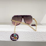 S-sunglasses gucci Women Half-frame Metal Cut-rimmed Sunglasses For GG0897/S With Pendant Stylish Retro Large Frame Sungshades Men Personality Frame Sun Glasses Light Blocking Glasses Women Half Rim Sunglasses Korean Style Fashion Eyewear