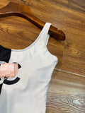 D-clothing Women One Piece Vintage Deep V Neck Halter Backless Monokini Swimsuits Bathing Suits