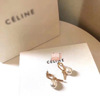 J-jewelry Celine Womens Gold Knotted Hoop Post Earrings with Pearl