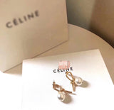J-jewelry Celine Womens Gold Knotted Hoop Post Earrings with Pearl