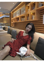 D-clothing Dior Dresses for Women V Neck Ruffle Polka Dot Loose Swing Casual Short T-Shirt Dress