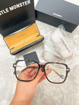 S-sunglasses G monster Anti-Blue Women Round Glasses Eyeglasses For Jeff Anti Radiation Metal Details Thin Temples Transparent Retro unisex Computer lens Oversized Black Acetate Frame Eyewear 99.9% UV Protection