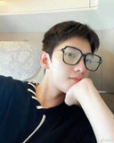 S-sunglasses G monster Anti-Blue Women Round Glasses Eyeglasses For Jeff Anti Radiation Metal Details Thin Temples Transparent Retro unisex Computer lens Oversized Black Acetate Frame Eyewear 99.9% UV Protection