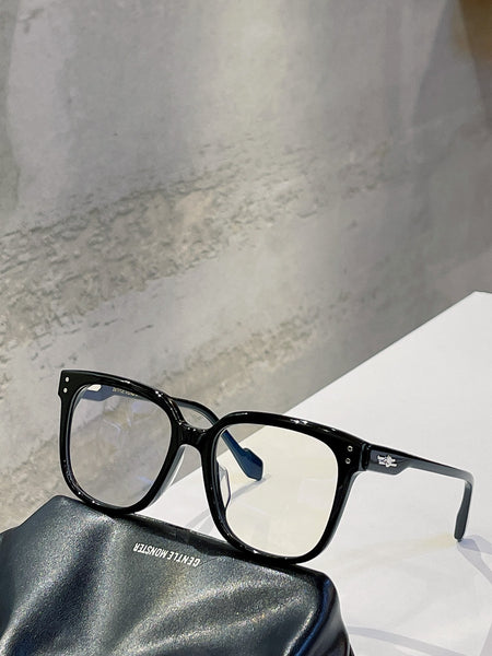 S-sunglasses Gentle M Anti Blue Light Square Black Acetate Frame Oversized Eyeglasses For Dion Computer Circular Stud Accents Glasses Frame Square Eyewear Optical Spectacle Eyeglass 99.9% UV Protection Blue Light Filtering Clear Zeiss Lenses