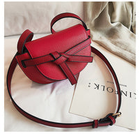 L-package Women Gate Saddle Shaped Crossbody Bag Shoulder Purse cowhide leather Adjustable shoulder strap-mini red