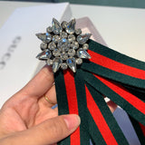 A-accessories GUCCI  Rhinestone Crystal Ribbon brooches Bow Brooch pre-Tied Bow tie