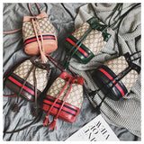 L-package Women Bag With Colorful Strap Bucket Bag Women PU Leather Shoulder Bags Messenger Bags with 2-Style Strap