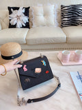 M-Handbag Prada 22-18cm Glossy Envelope Evening Clutch Faux Patent Leather Women Chain Shoulder Bag Solid Color Purse