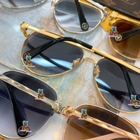 S-sunglasses Louis Vuitton High Qulity women's Round Metal Sunglasses Shades For Z1618E Female Ladies Brown Eyewear Women's Polarized Square Sunglasses Oversized Black Shades Flat Lens Male Female Fashion Driving Glasses