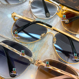 S-sunglasses Louis Vuitton High Qulity women's Round Metal Sunglasses Shades For Z1618E Female Ladies Brown Eyewear Women's Polarized Square Sunglasses Oversized Black Shades Flat Lens Male Female Fashion Driving Glasses