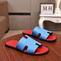 S-shoe H.e.r.m.e.s Spring Summer New Flat-bottom Wear Lazy Beach Toe Comfort Joker Slippers Women's Genuine Cow Leather Slippers Couple Indoor Non-slip Men Women Home Fashion Casual Single Shoes PVC Soft Soles