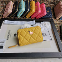A-accessories NO.69271 7.5-11.5-2.5cm Small Wallet for Women PU Leather Leaf Pendant Card Holder Organizer Zipper Coin Purse