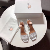 S-shoe N.E.O.U.S Summer Single Cusp Shoe Strappy Heels Solid Buckle Classics Color Block Shoes Slip-on strappy leather sandals with a geometric heel