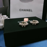 J-jewelry Chanel Fashion Lady Gold Freshwater Pearl Stud Earrings Double Sided Round White Pearl Earrings Perforated Jewelry