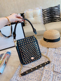 M-Handbag Valentino Women Skull Tote Bag Rivet Studded Handbag PU Leather Purse Shopper Shoulder Bags