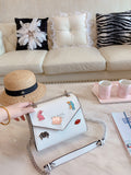 M-Handbag Prada 22-18cm Glossy Envelope Evening Clutch Faux Patent Leather Women Chain Shoulder Bag Solid Color Purse