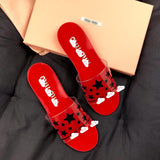 S-shoe MIU MIU Women Men Bath Shower Slippers Shower Sandals Patterned Non Slip Beach Sandal