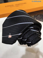 A-accessories Louis Vuitton Men's Silk Tie and Pocket Square Woven Formal Tie Cufflink Set Solid Neckties
