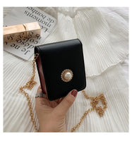 L-package Leather Makeup Lipstick Case with Mirror for Purse Cosmetic Pouch Travel Makeup Bag Holder Fits of Lipstick Travel Purse Storage with Chain