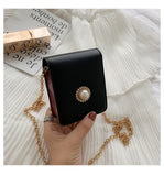 L-package Leather Makeup Lipstick Case with Mirror for Purse Cosmetic Pouch Travel Makeup Bag Holder Fits of Lipstick Travel Purse Storage with Chain