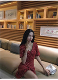 D-clothing Dior Dresses for Women V Neck Ruffle Polka Dot Loose Swing Casual Short T-Shirt Dress