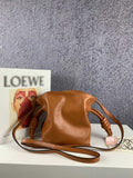 H-bag Loewe Women's Hammock Flamenco Knot Mini Bag Varsity Small Bag Leather Shoulder Bag Handbag