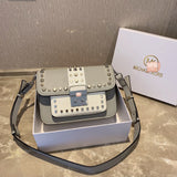 M-Handbag M.K 23-16cm Women Designer Rivet Shoulder Bag Ladies Top Handle Clutches Handbags Purse