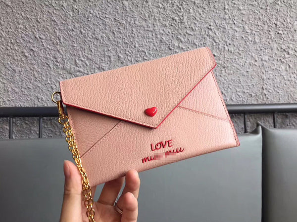 A-accessories MIU MIU NO.5MF001 15.5X10.5cm Envelope Style Leather Case Front Pocket Wallet Super Thin Fashion Card Holder With ID Card Slots