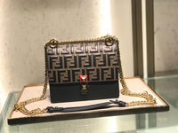 H-bag Fendi KAN I SMALL Black leather mini-bag 19cm