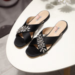 S-shoe MIU MIU New Women Casual Summer Flat Slippers Flip Flops Female Crystal Outside Shoes Girls Comfortable Woman Footwear