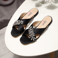 S-shoe MIU MIU New Women Casual Summer Flat Slippers Flip Flops Female Crystal Outside Shoes Girls Comfortable Woman Footwear