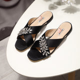 S-shoe MIU MIU New Women Casual Summer Flat Slippers Flip Flops Female Crystal Outside Shoes Girls Comfortable Woman Footwear