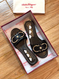 S-shoe S.a.l.v.a.t..o.r.e F.e.r.r.a.g.a.m.o Women's Wide Width Slide Sandals Slip On Flat Cross Strap Casual Summer Shoes