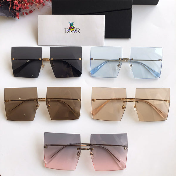 S-sunglasses Dior Square Oversized Sunglasses Women Vintage Luxury Rimless Sun Glasses For CD0123 Female Big Frame Gradient Mirror Metal Unisex Fashion Oversized Big Sunglasses Women Trendy One Piece Sun Glasses Female Men Sun Glasses UV400