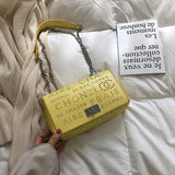 L-package Women's Genuine Leather Quilted Chain Bag Shoulder Handbags Purse flap bag Calfskin Eyele Tweed Silver Tone Metal