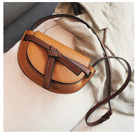 L-package Women Gate Saddle Shaped Crossbody Bag Shoulder Purse cowhide leather Adjustable shoulder strap-mini red