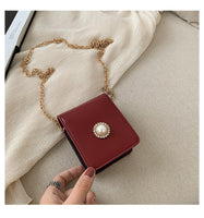 L-package Leather Makeup Lipstick Case with Mirror for Purse Cosmetic Pouch Travel Makeup Bag Holder Fits of Lipstick Travel Purse Storage with Chain